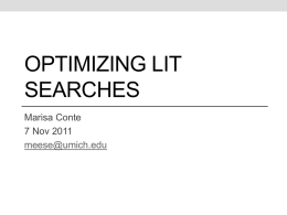 Optimizing Literature searches, Marisa Conte, Taubman