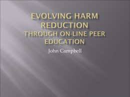 Evolving Harm Reduction Through Peer Education