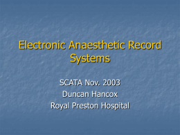 Electronic Anaesthetic Record Systems