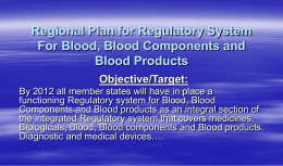 Regional Plan for Regulatory System For Blood, Blood
