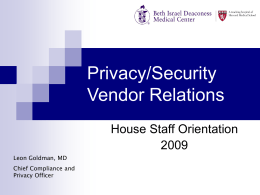 Privacy/Security Vendor Relations