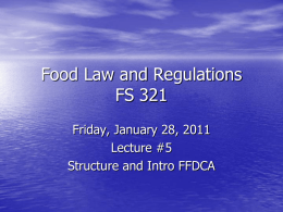 Food Law and Regulations FS 321