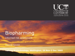 Biopharming - University of Canterbury