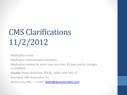 CMS Clarifications 11/2/2012