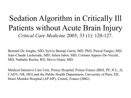 Sedation Algorithm in Critically Ill Patients without