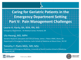 Caring for Geriatric Patients in the ED Setting: Part V