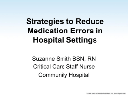 Strategies to Reduce Medication Errors in Hospital Settings