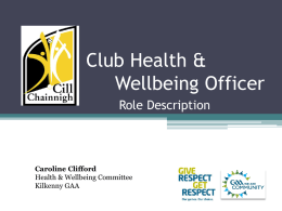 Club Health & Wellbeing Officer Role Description