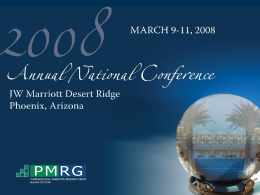 The First Annual PMRG Institute