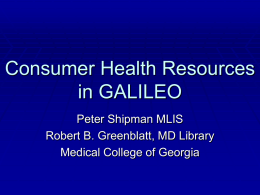 Consumer Health Resources in GALILEO