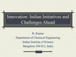 Innovation: Indian Experience and Challenges Ahead