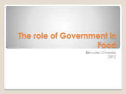 The role of Government on Food