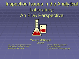 Inspection Issues in the Analytical Laboratory: An FDA