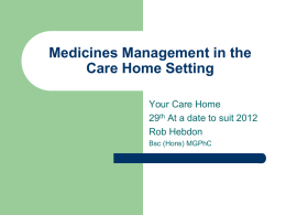 Medicines Management in the Care Home Setting
