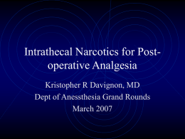 Intrathecal Narcotics for Post