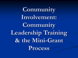 Community Involvement: Community Leadership Training & the