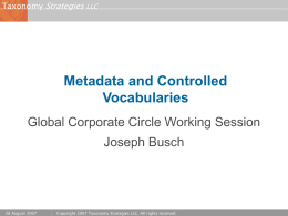 Metadata and Controlled Vocabularies
