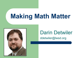 Making Math Matter