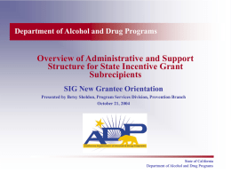 Overview of Administrative and Support Structure for SIG