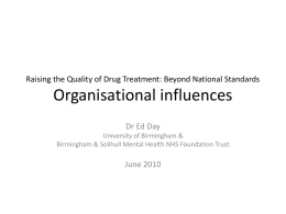 Organisational influences - National Treatment Agency for