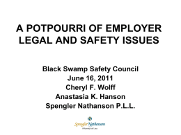A Potpourri of Employer Safety and Legal Issues