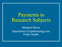Payments to Research Subjects
