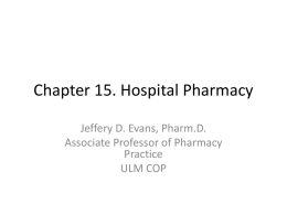 Chapter 15. Hospital Pharmacy
