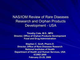 Rare Diseases Research Activities at the National