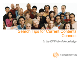 Search Tips for Current Contents Connect