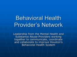 Behavioral Health Provider’s Network