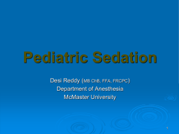 Pediatric Sedation - McMaster Faculty of Health Sciences