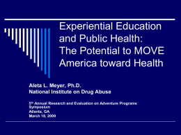 Experiential Education and Public Health: The Potential to