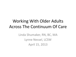 Working With Older Adults Across The Continuum Of Care