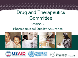 Drug Quality Assurance - World Health Organization