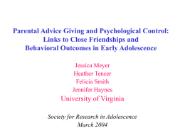 Parental Advice Giving and Psychological Control