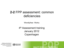 FPP assessment: common deficiencies