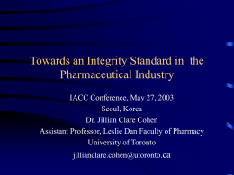 Towards an Integrity Standard in the Pharmaceutical