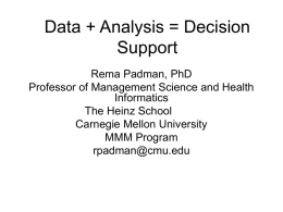 Data + Analysis = Decision Support - Andrew.cmu.edu