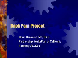 CHCF Efficiency Project: Chronic Low Back Pain