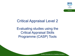 Critical Appraisal Level 2 - NHS Education for Scotland