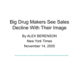 Big Drug Makers See Sales Decline With Their Image