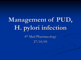 Management of PUD, H. pylori infection