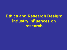Conflicts of Interest and the Industry Funding of Research