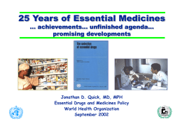 25 Years of Essential Medicines - WHO archives