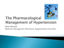 The Pharmacological Management of Hypertension