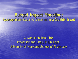 Homepage of the Pfizer`s RELPAX® Budget Impact Model