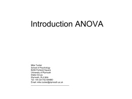 ANOVA introduction Mike Tucker 27th April 2012