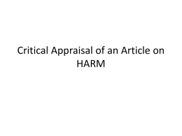 Critical Appraisal of an Article on HARM