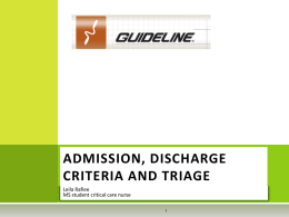 admission, discharge criteria and triage