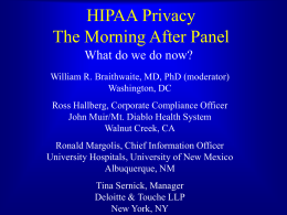 HIPAA Privacy The Morning After Panel
